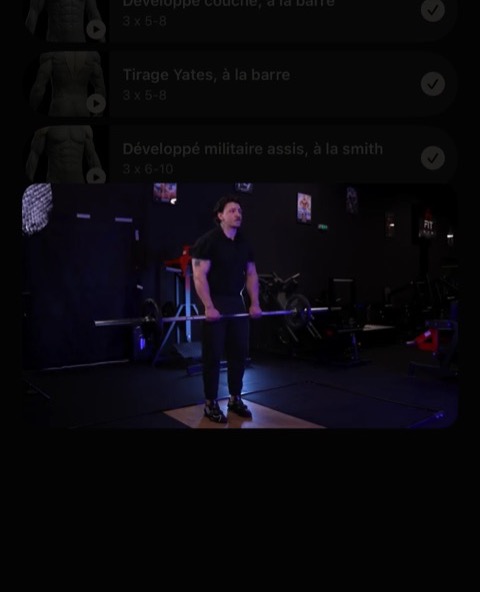 Séance Upper A avec la vidéo de l'exercice ouverte